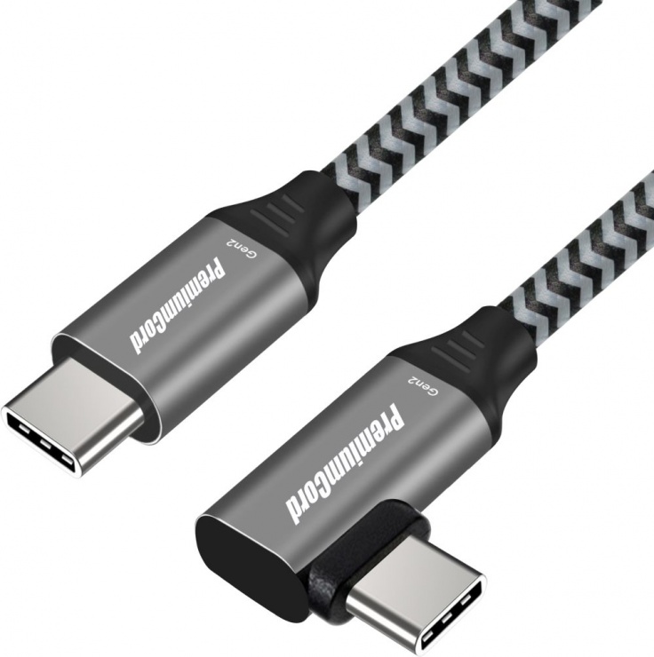 Imagine Cablu USB 3.2-C Gen 2 la USB type C unghi 90 grade T-T brodat 0.5m 3A/60W, ku31cu05